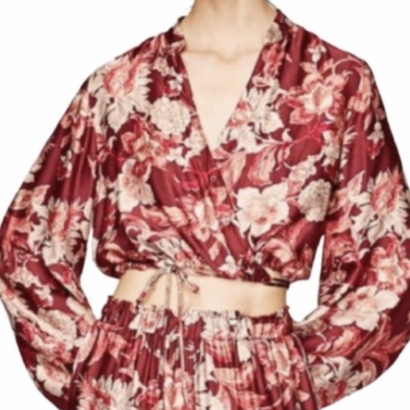 Zara voluminous floral printed blouse top small - Picture 1 of 14